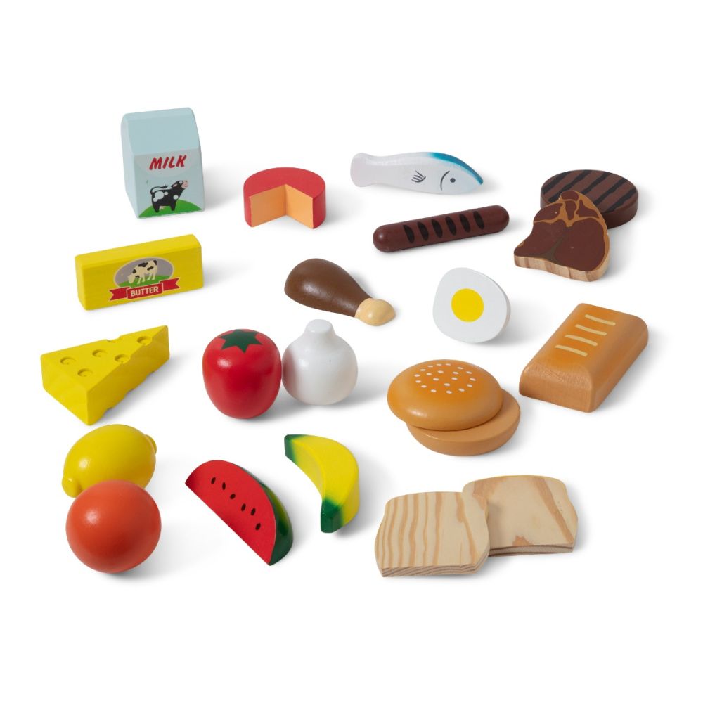 Set de joaca, Melissa & Doug, Produse alimentare din lemn, 21 piese, 6074866