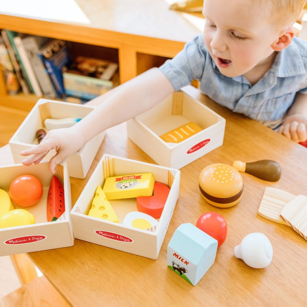 Set de joaca, Melissa & Doug, Produse alimentare din lemn, 21 piese, 6074866