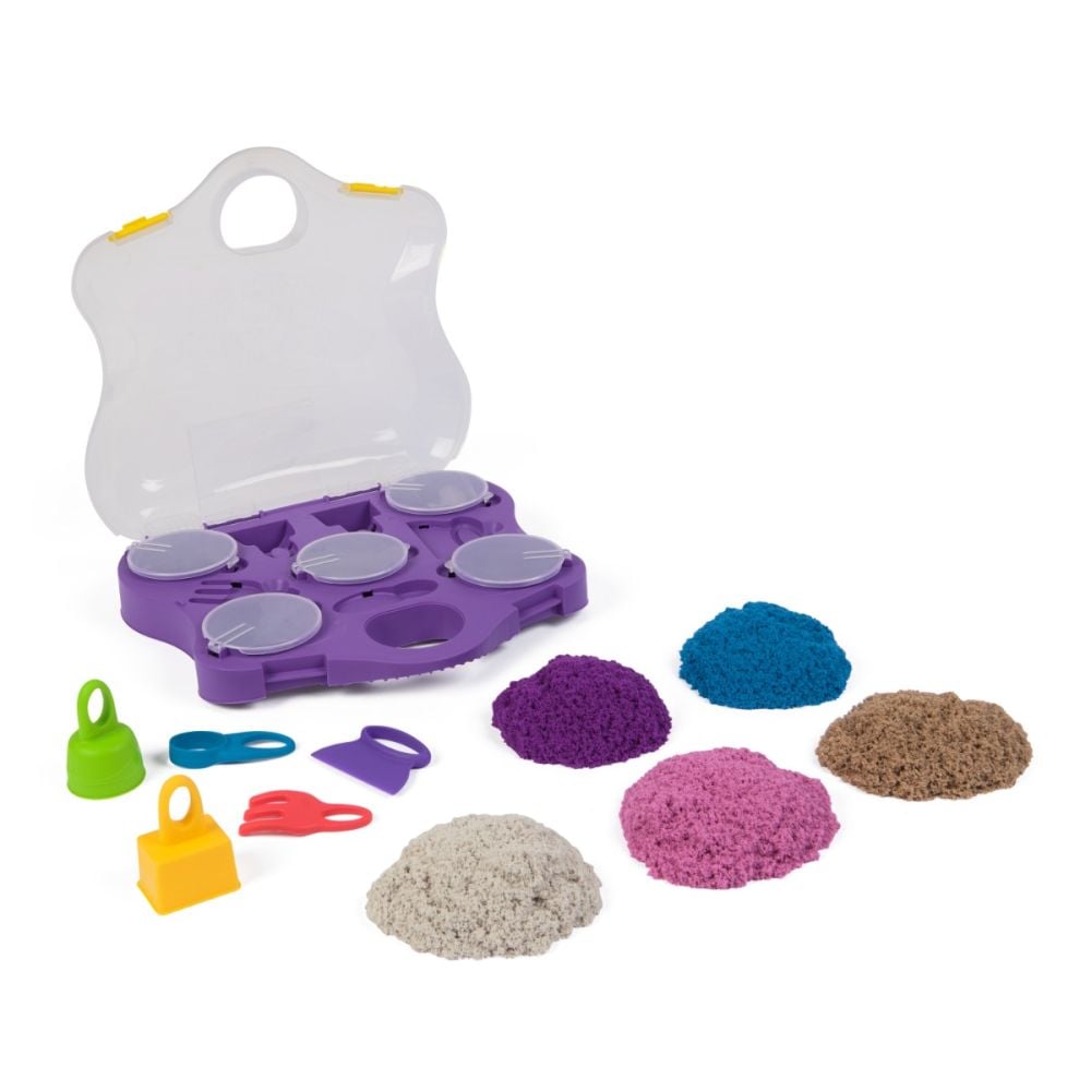Set de joaca cu nisip si accesorii, Kinetic Sand, Sensory Case, 6069784