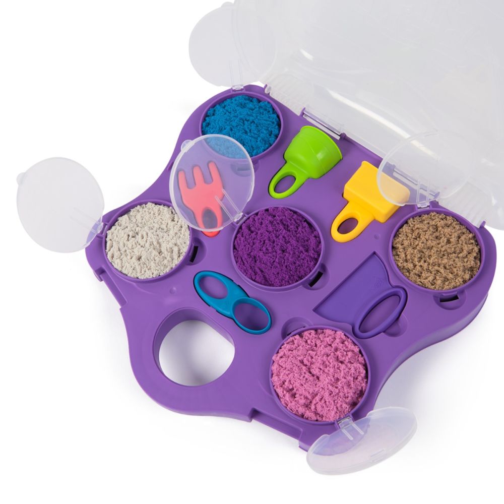 Set de joaca cu nisip si accesorii, Kinetic Sand, Sensory Case, 6069784