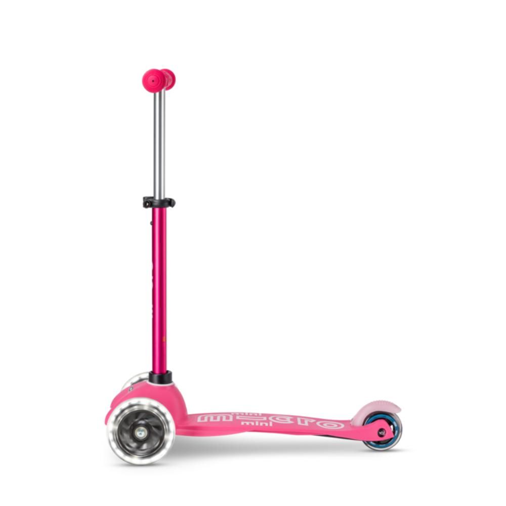 Trotineta cu 3 roti si lumini LED, Micro, Mini Deluxe, Roz
