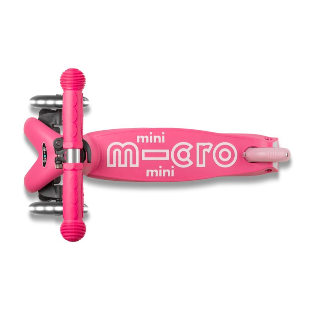 Trotineta cu 3 roti si lumini LED, Micro, Mini Deluxe, Roz