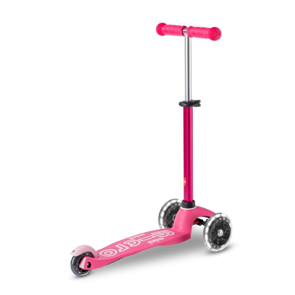 Trotineta cu 3 roti si lumini LED, Micro, Mini Deluxe, Roz