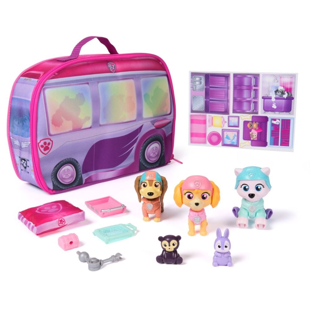 Set de joaca cu figurine, Paw Patrol, Skyes World Rescue Camper, 6074035