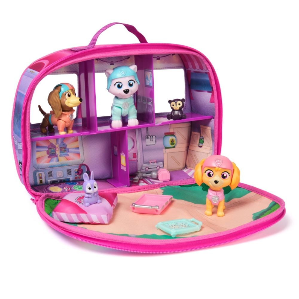 Set de joaca cu figurine, Paw Patrol, Skyes World Rescue Camper, 6074035