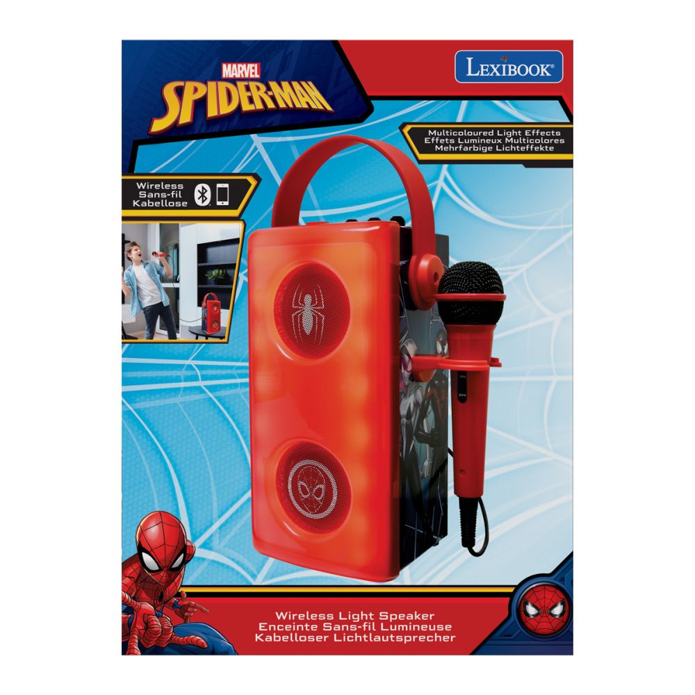 Boxa wireless cu microfon si lumini, Lexibook, Spiderman