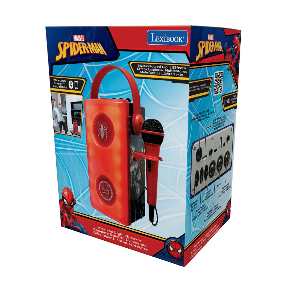 Boxa wireless cu microfon si lumini, Lexibook, Spiderman