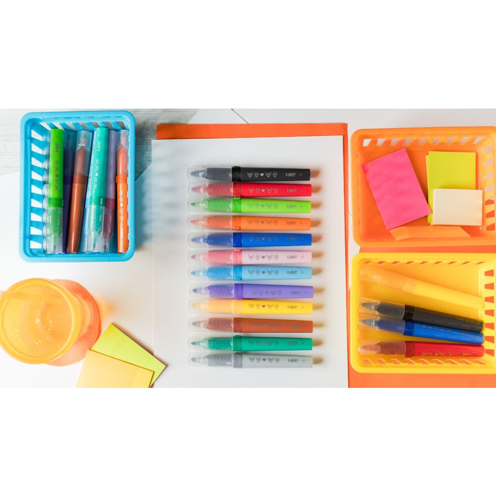 Set 12 markere de colorat, Bic, Kids Confort Jumbo, 4,5mm