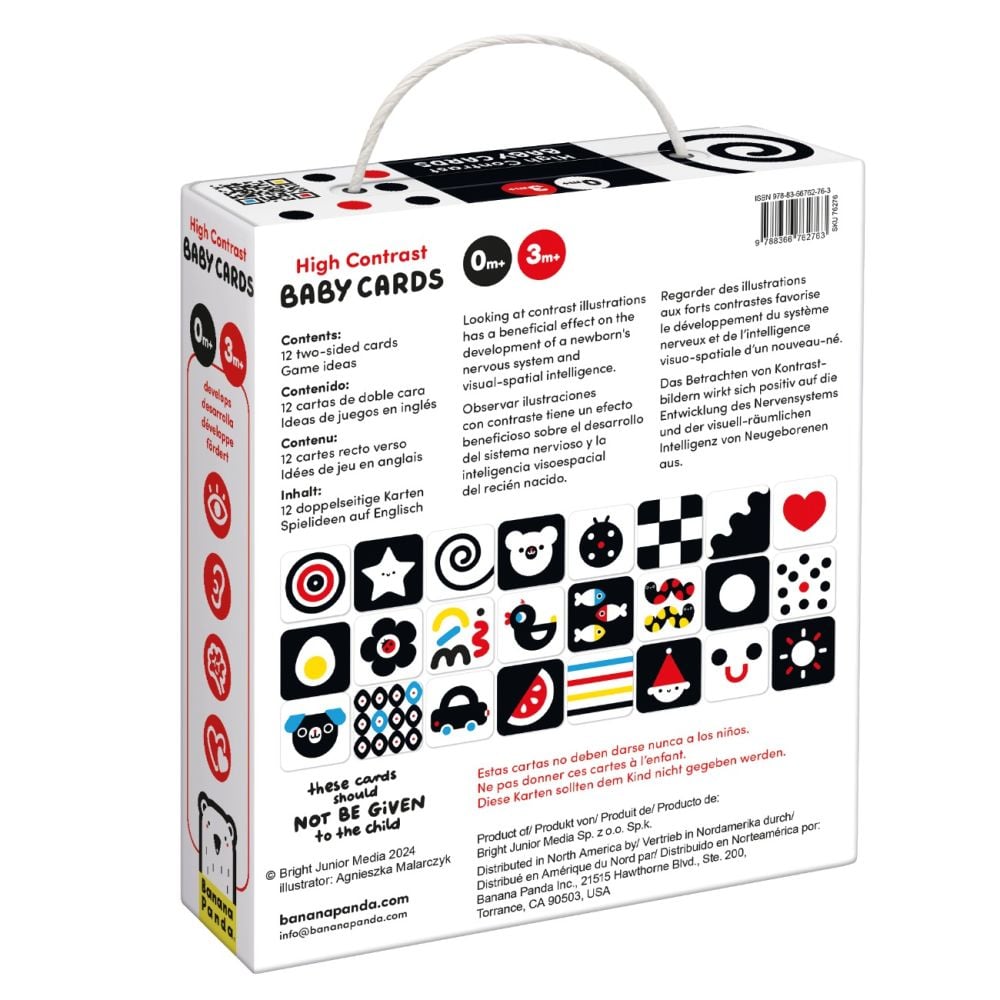 Carduri cu contrast ridicat pentru bebelusi, Banana Panda, 12 piese