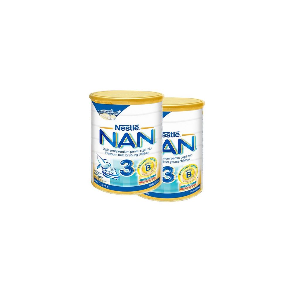 NAN 3, Lapte praf premium pentru copii mici, 2 x 400g
