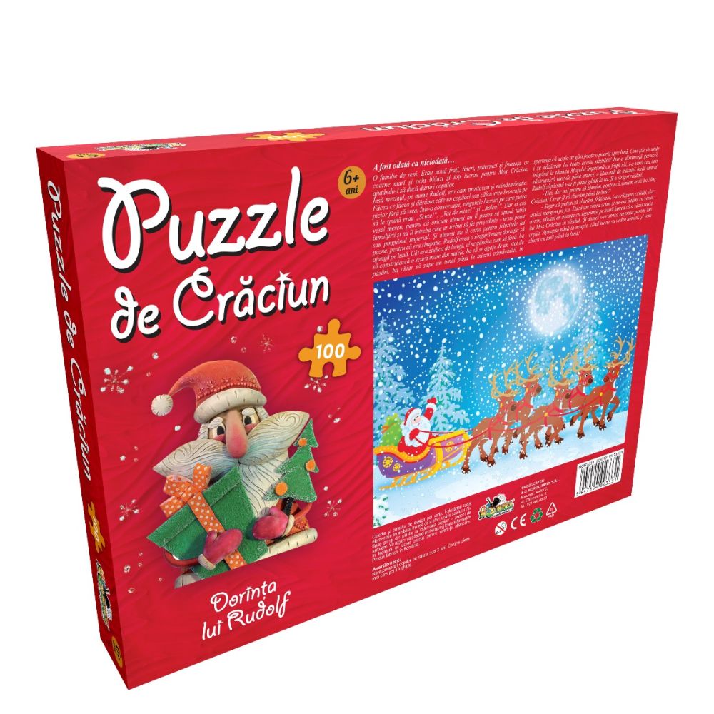 Puzzle de Craciun Noriel - Dorinta lui Rudolf, 100 piese | Noriel