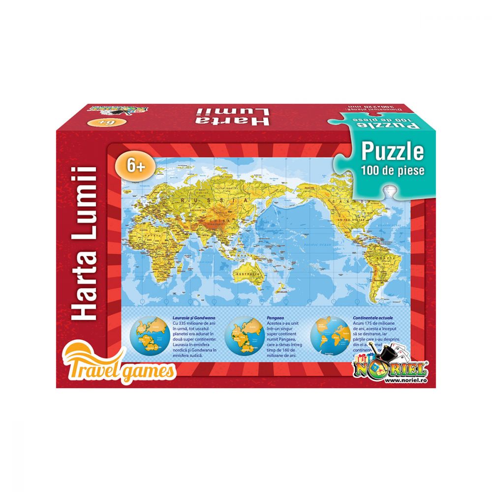 Puzzle educativ Noriel - Harta lumii, 100 piese