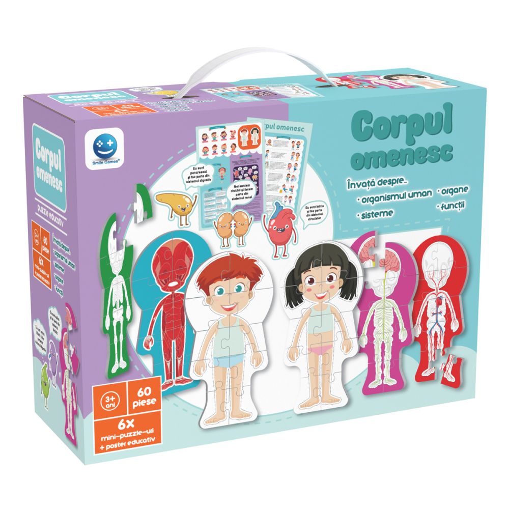 Puzzle educativ, Corpul omenesc, 60 piese