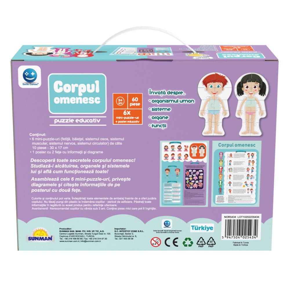 Puzzle educativ, Corpul omenesc, 60 piese