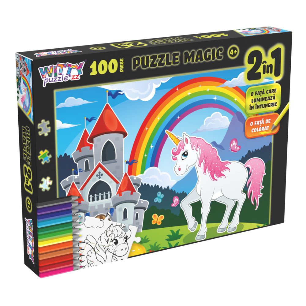 Puzzle Magic 2 in 1, Witty Puzzlezz, Unicorn, 100 piese