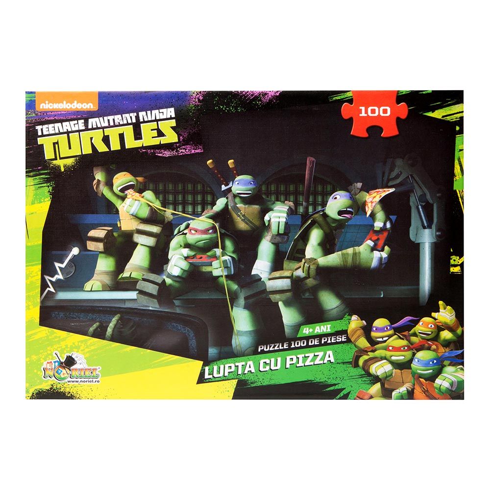Puzzle Noriel Testoasele Ninja - Lupta cu pizza, 100 piese