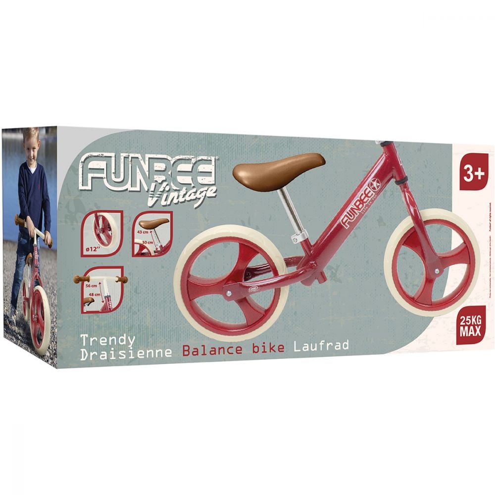 Bicicleta vintage fara pedale Funbee, Rosu, 12 inch