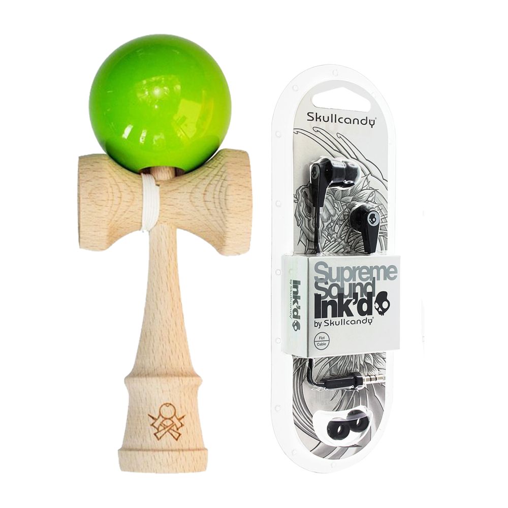 Pachet  Sweets Kendamas F3 Solid - Green si casti Skullcandy Ink'd 2.0 Black Mic
