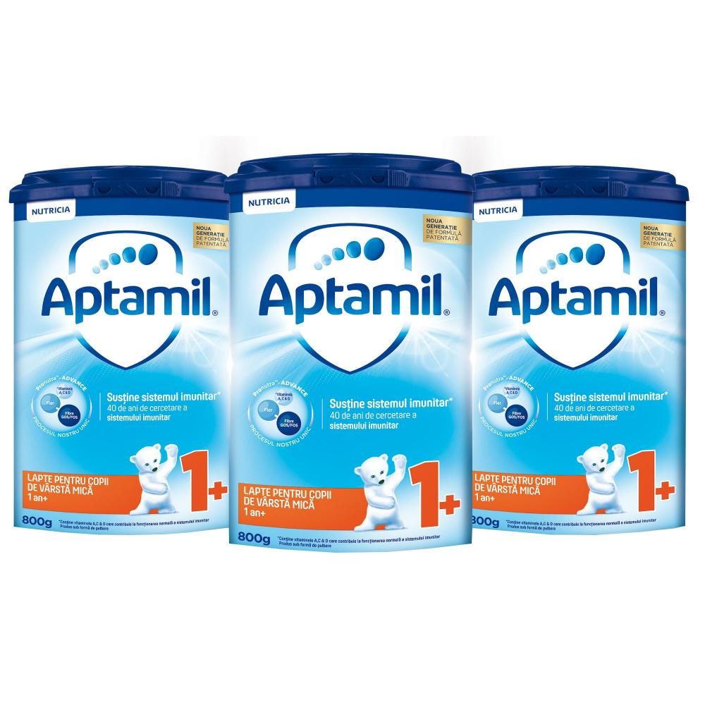 Lapte praf Aptamil Junior 1+, 3 pachete x 800 g