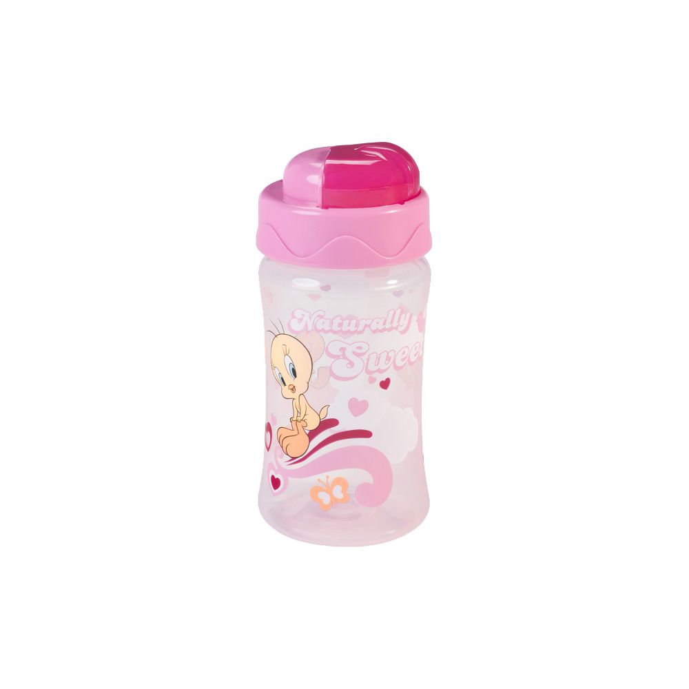 Pahar cu pai din silicon Looney Tunes Tweety Naturally Sweet, 340ml