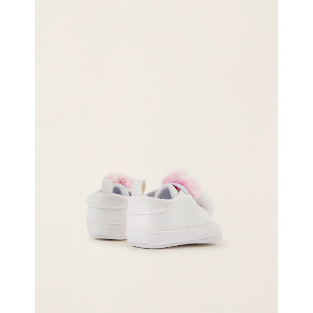 Pantofi sport din piele ecologica pentru nou-nascuti, Zippy, Alb