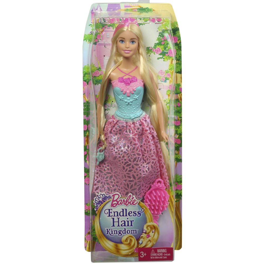 Papusa Barbie cu par blond - Regatul parului fara sfarsit