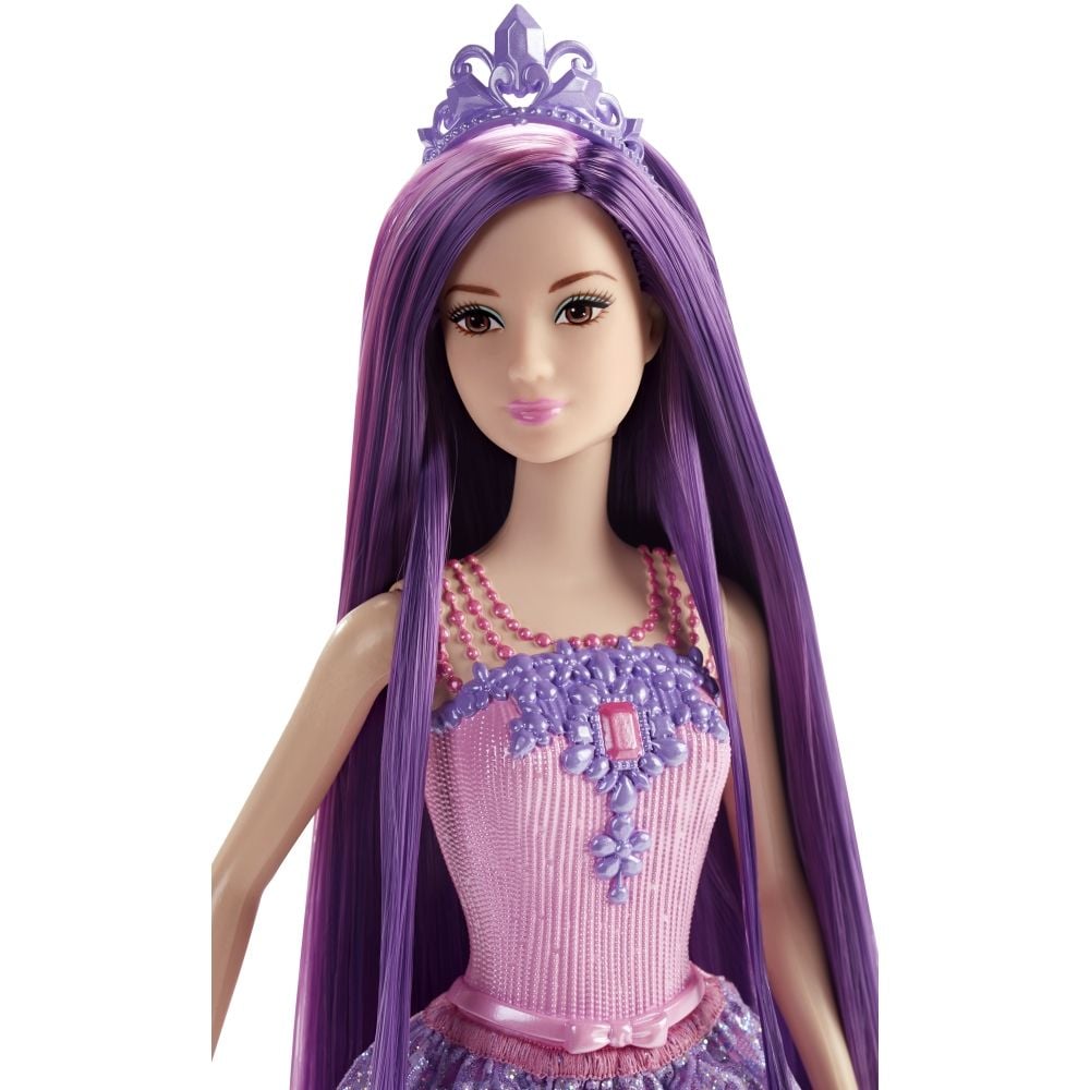 Papusa Barbie cu par mov - Regatul parului fara sfarsit