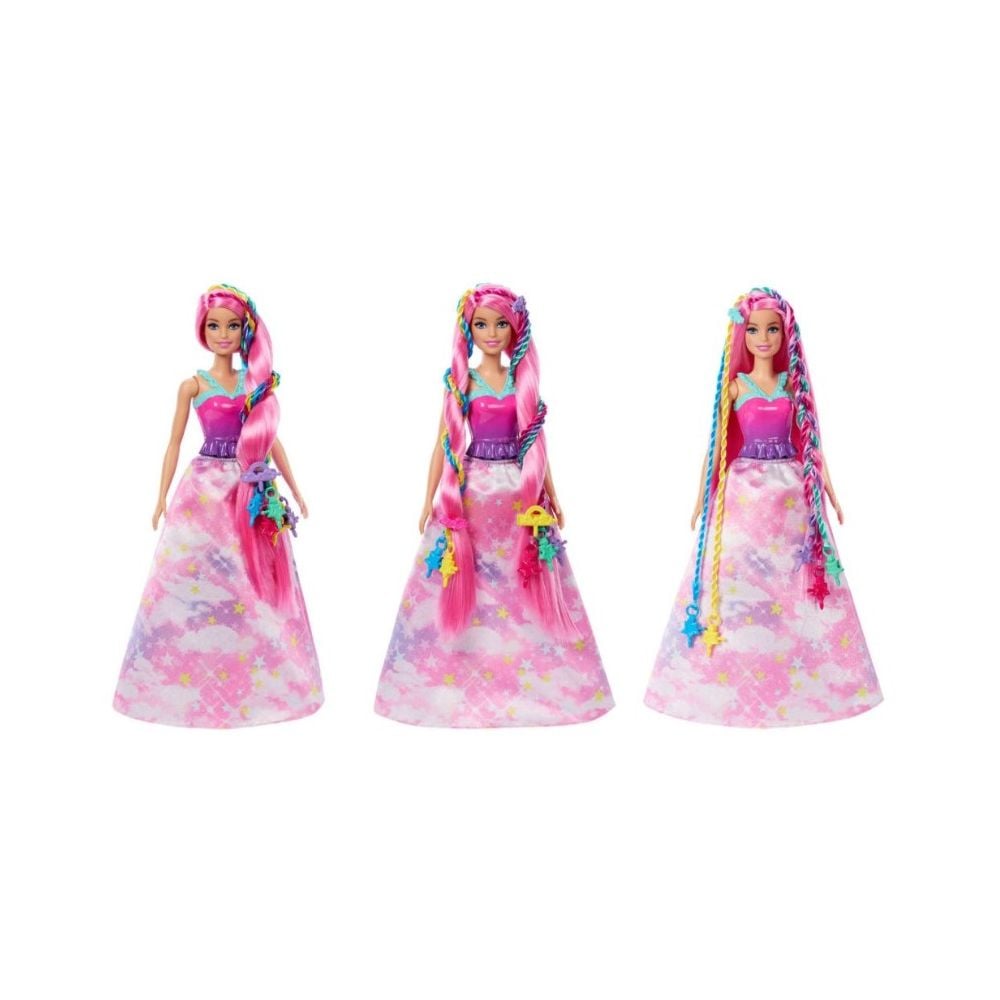 Papusa cu accesoriu pentru par, Barbie Dreamtopia Twist n Style, JCW55