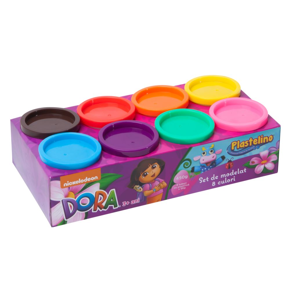 Plastelino - Dora Exploratoarea, 8 culori de plastilina