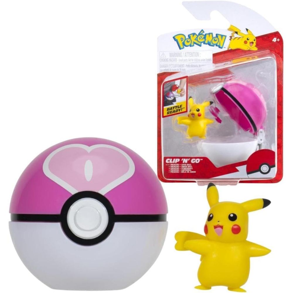 Figurina in bila Clip N Go Pokemon S2, Pikachu si Love Ball