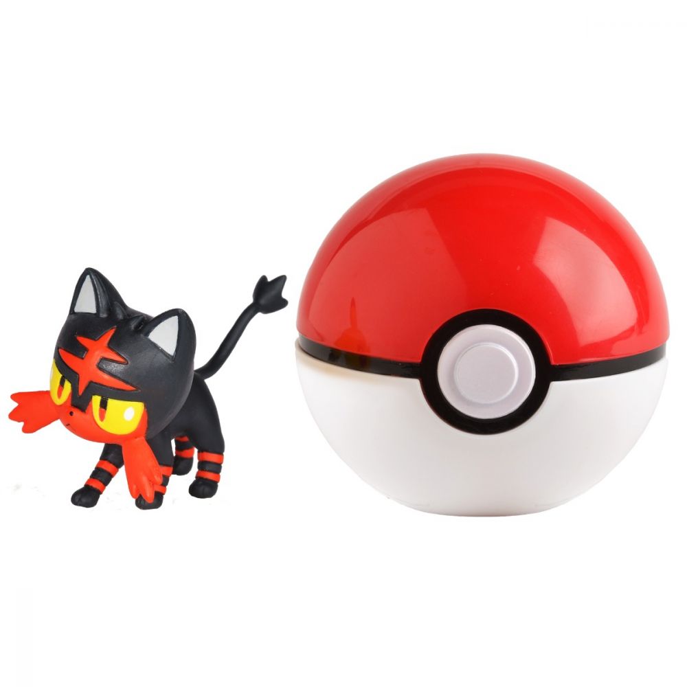 Figurina in bila Clip N Go Pokemon S2 - Litten, Poke Ball (95065)