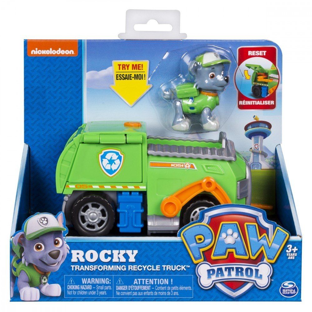 Figurina si autovehicul Paw Patrol, Rocky si camionul de reciclare