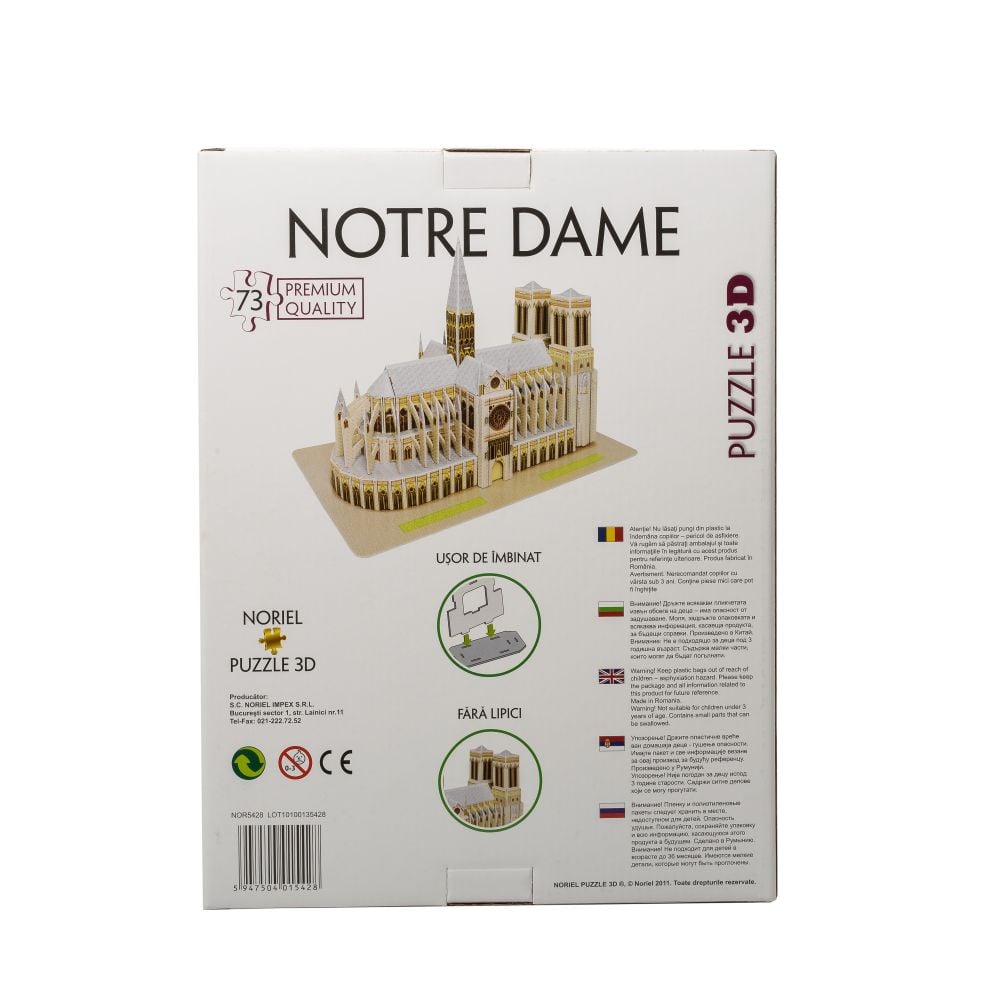 impression Conform capitalism Puzzle 3D Noriel - Notre Dame (73 piese) | Noriel