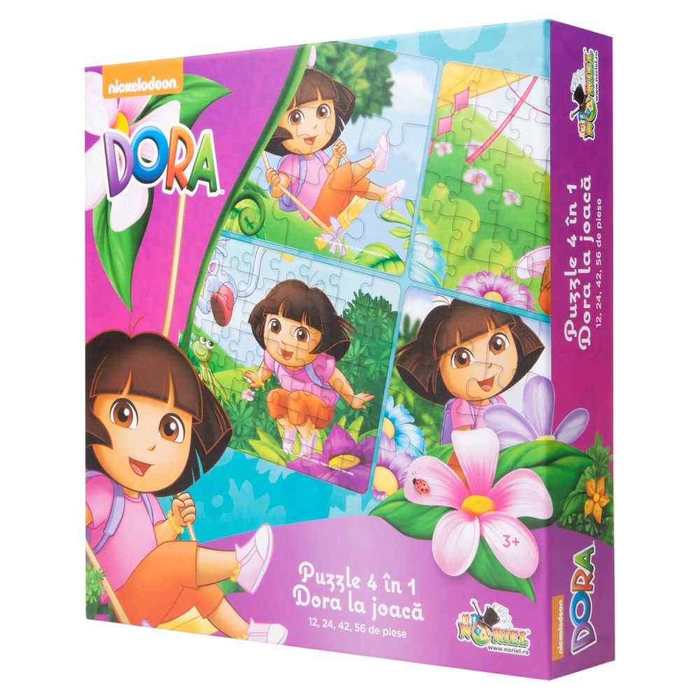 Puzzle 4 in 1 Dora Exploratoarea - Dora la joaca (12, 24, 42, 56 piese)