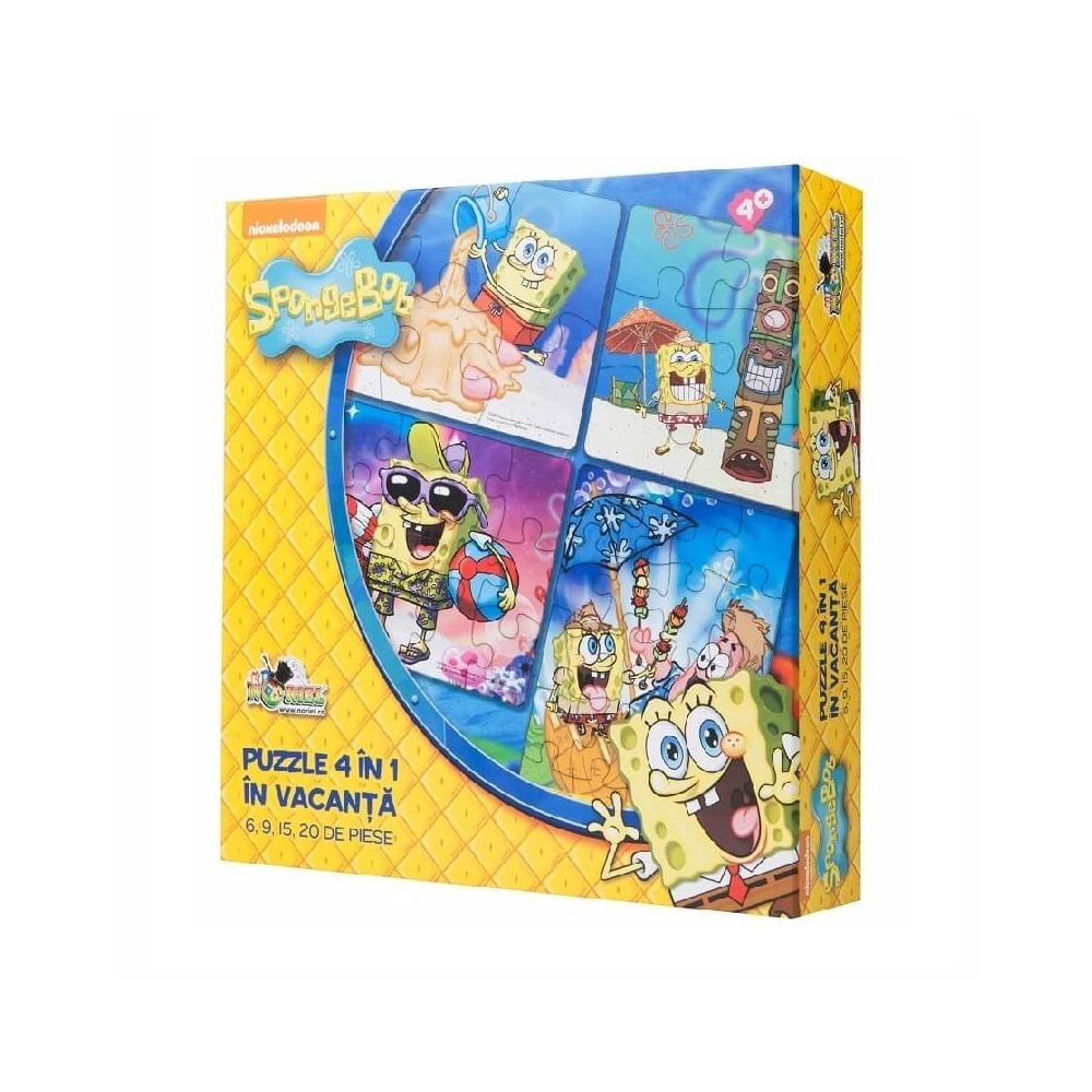 Puzzle 4 in 1 SpongeBob In vacanta (6, 9, 15, 20 piese)