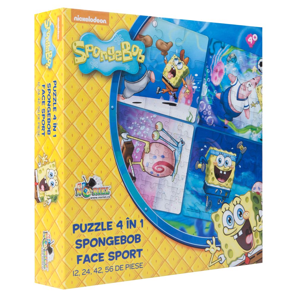 Puzzle 4 in 1 SpongeBob - SpongeBob face sport (12, 24, 42, 56 piese)