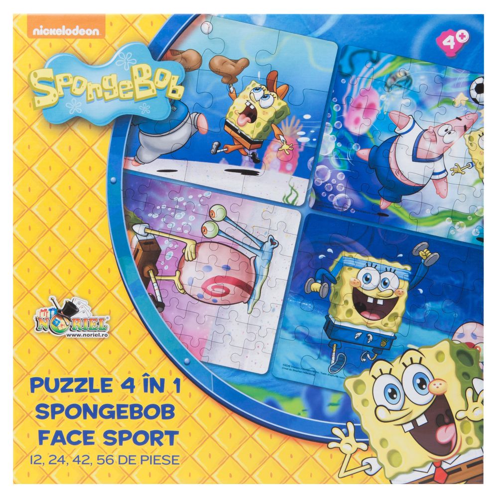 Puzzle 4 in 1 SpongeBob - SpongeBob face sport (12, 24, 42, 56 piese)