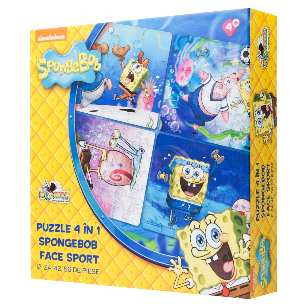 Puzzle 4 in 1 SpongeBob - SpongeBob face sport (12, 24, 42, 56 piese)