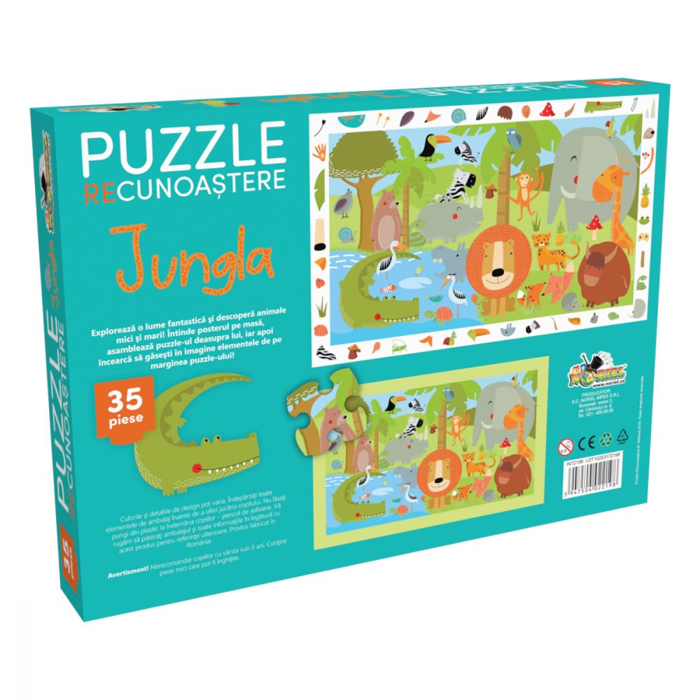 Puzzle Noriel - Recunoastere Jungla (35 piese)