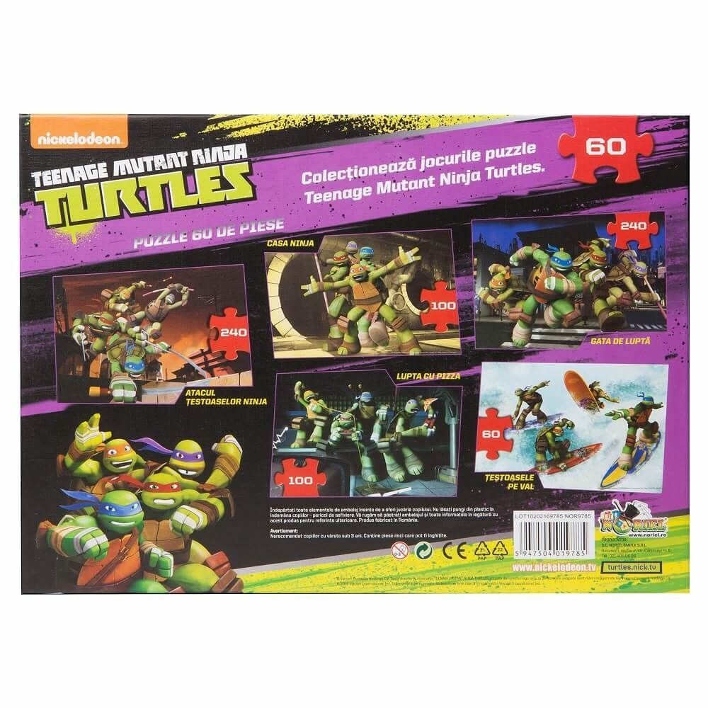 Puzzle Noriel Testoasele Ninja - Testoasele pe val, 60 piese