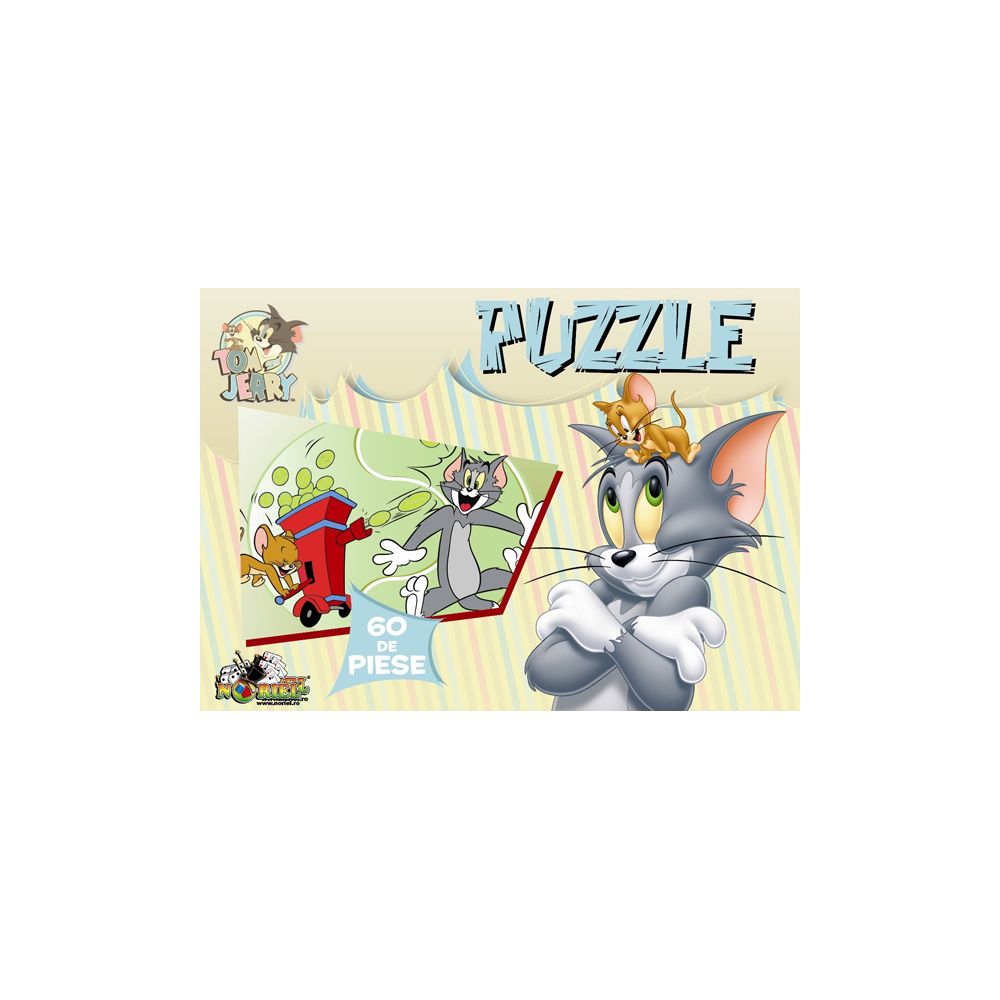 Puzzle NORIEL Tom and Jerry cu aruncator de mingi, 60 piese