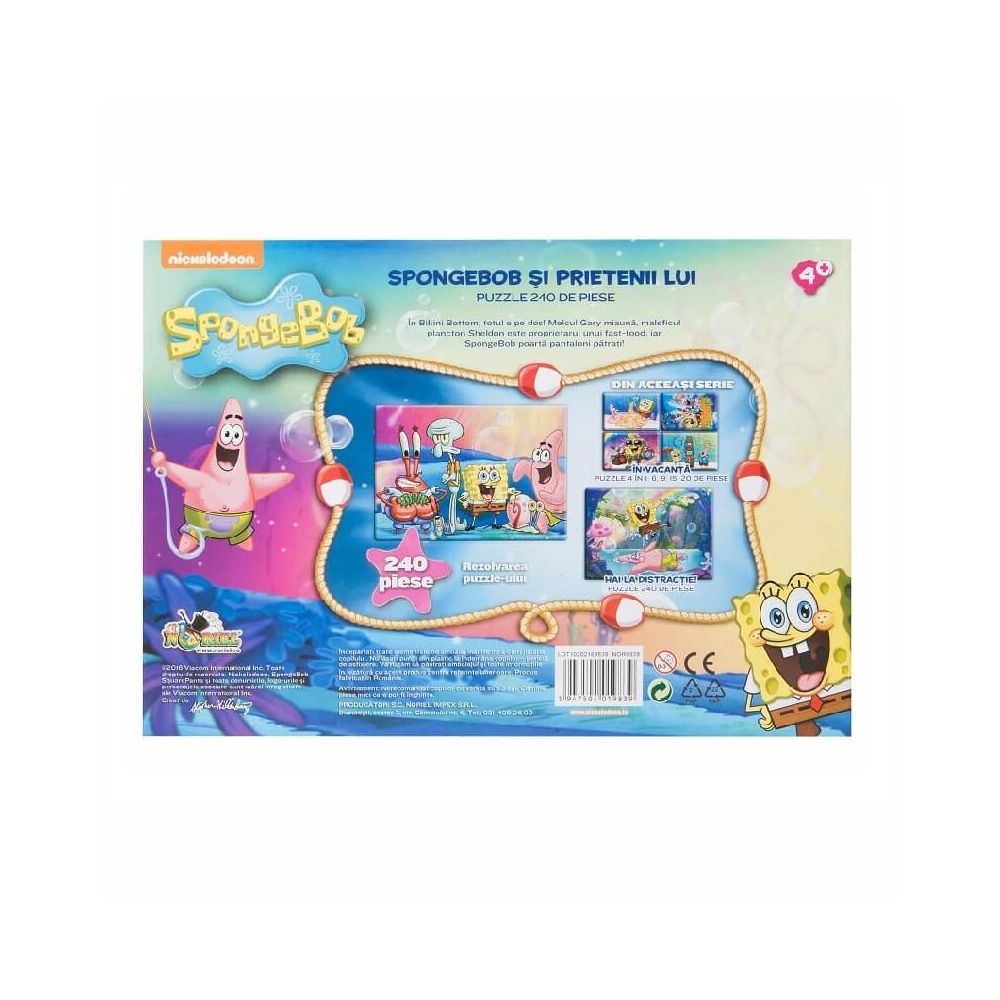 Puzzle SpongeBob - SpongeBob si prietenii lui, 240 piese