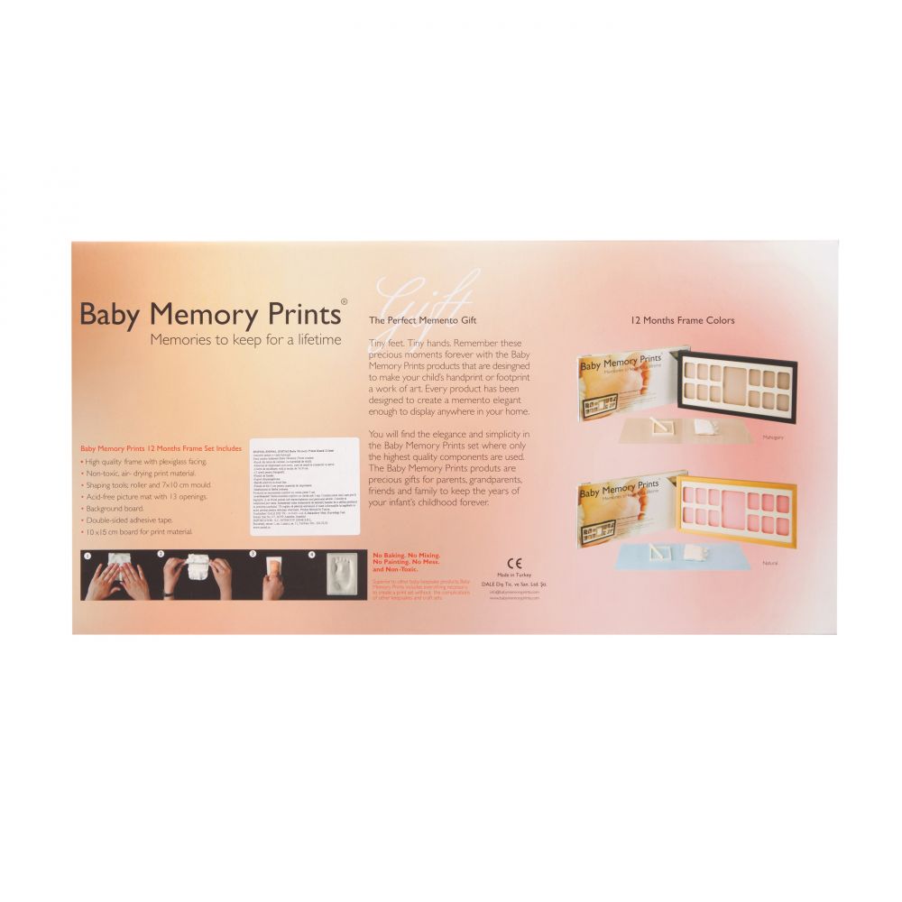 Rama de 12 poze si amprenta Baby Memory Prints, mahon