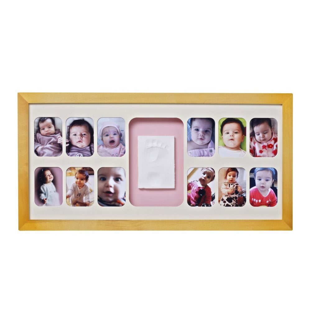 Rama de 12 poze si amprenta Baby Memory Prints, natur