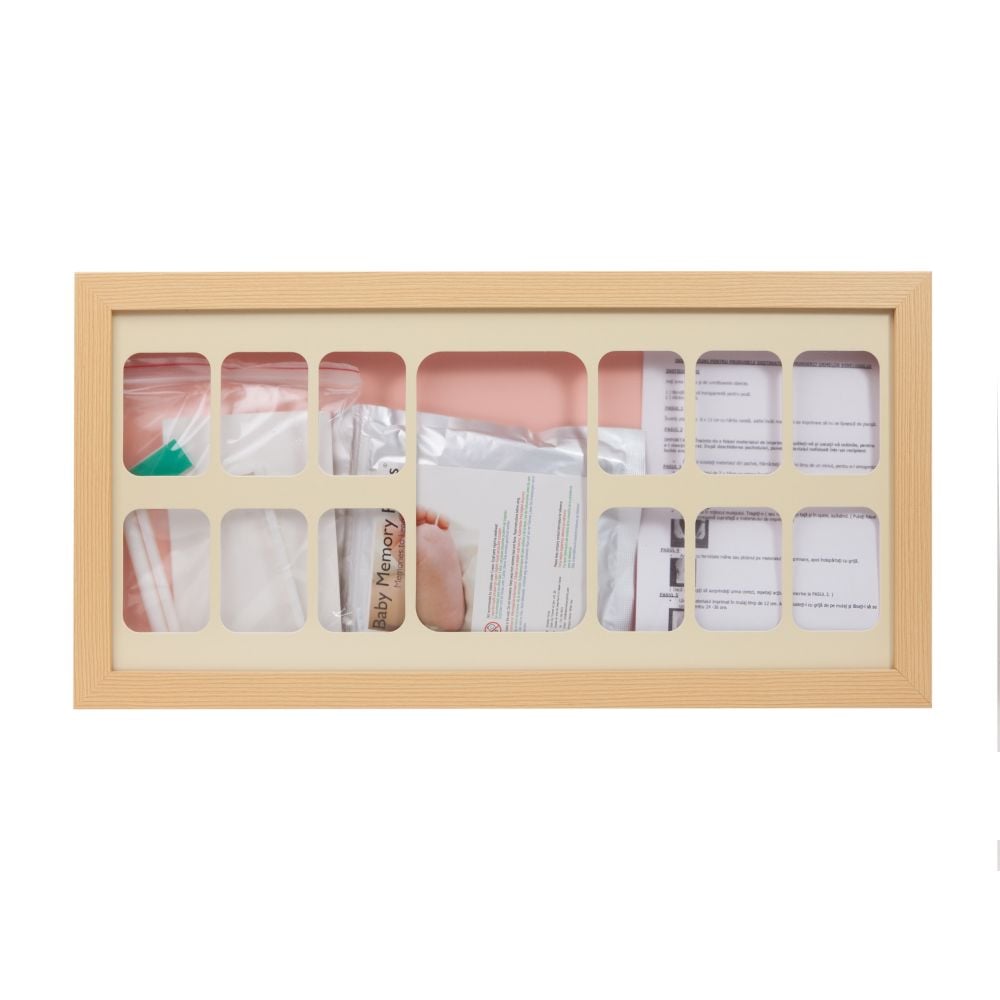 Rama de 12 poze si amprenta Baby Memory Prints, natur