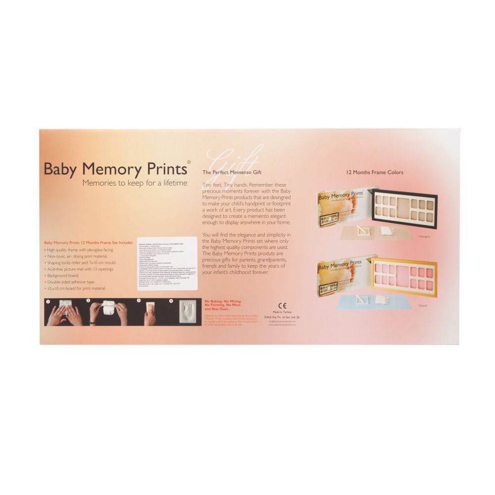 Rama de 12 poze si amprenta Baby Memory Prints, natur