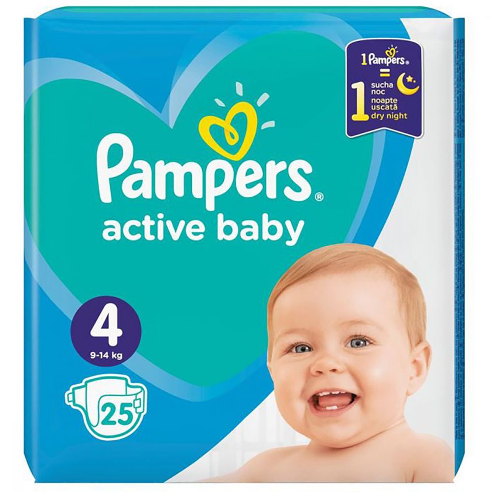 Scutece Pampers Active Baby, Nr 4, 9 - 14 Kg, 25 buc