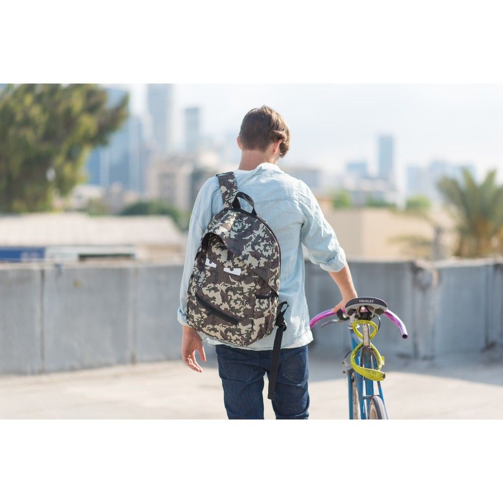 Rucsac gradinita Zipit Talking Monster Junior - camuflaj verde