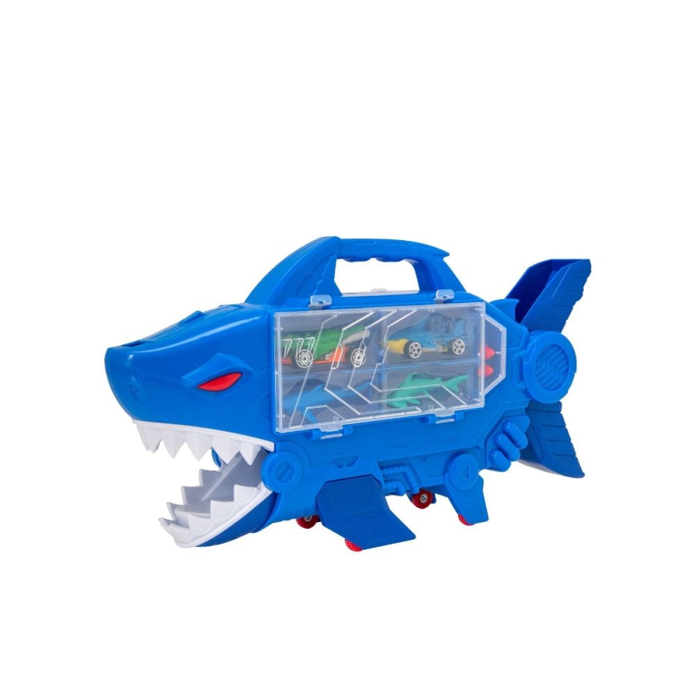 Transportator in forma de rechin cu vehicule si figurine, Teamsterz, Shark Destroyer