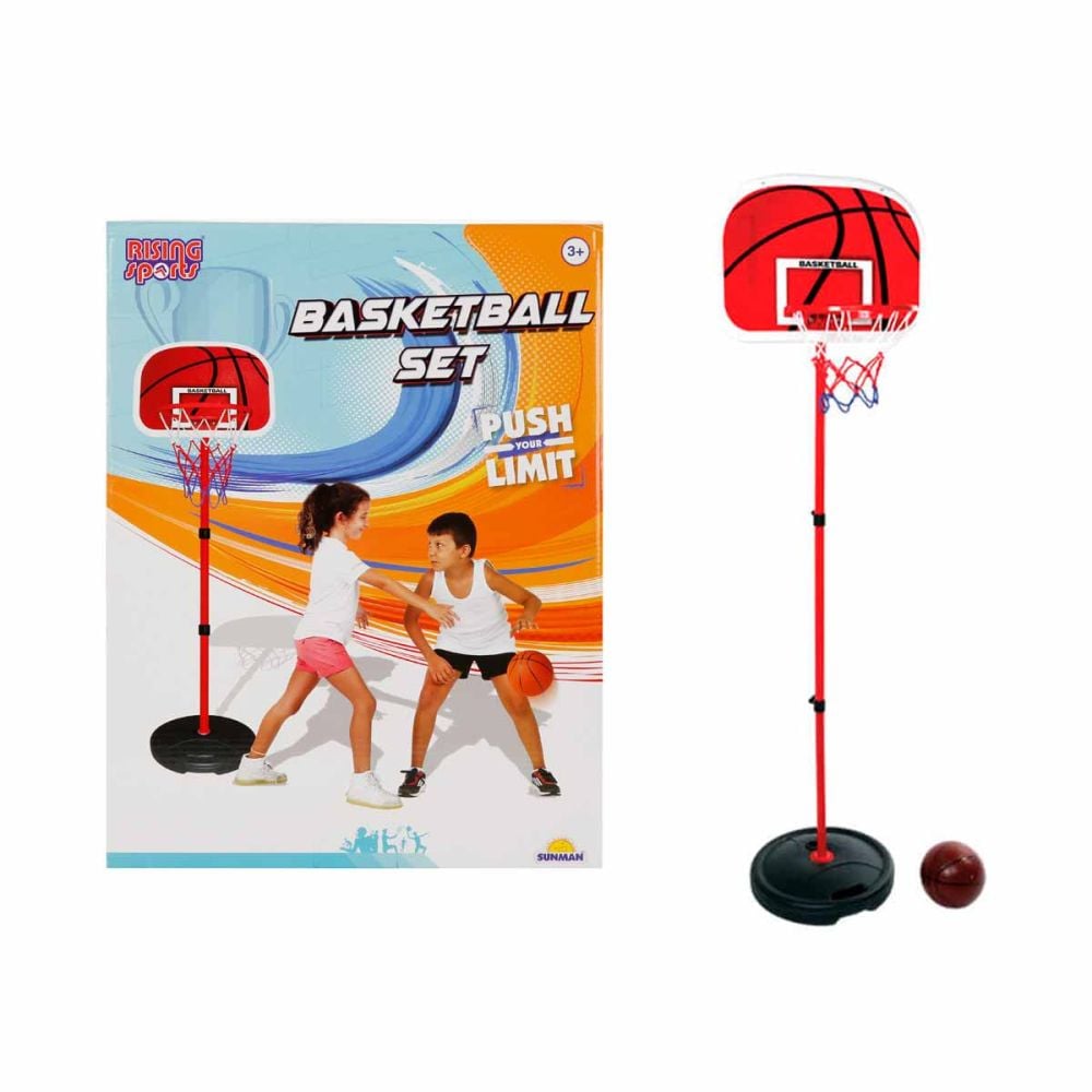 Set cos de baschet cu suport si minge, Rising Sports, 133 cm